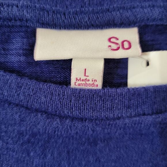 SO Women's Julien Blue Super Cozy Double Brushed Smocked Tee Shirt - Picture 2 of 10